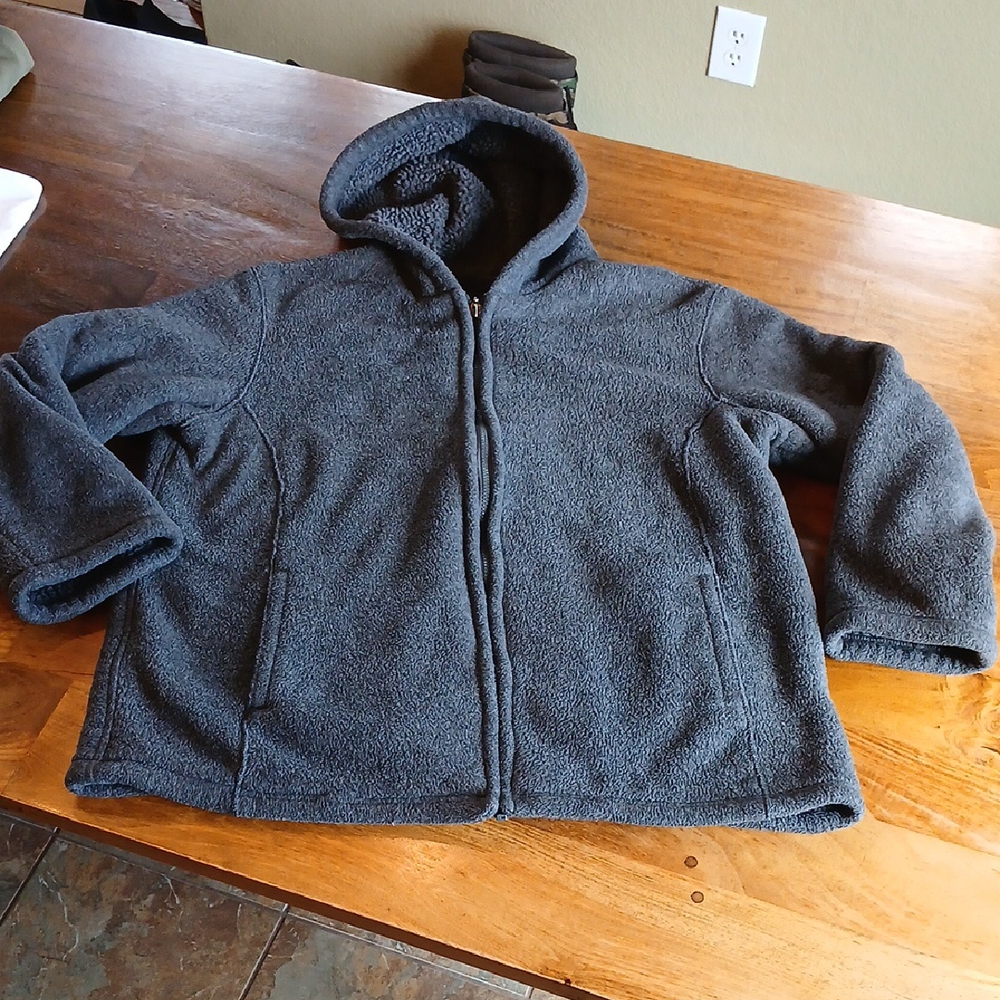 Braetan Charcoal Textured Jacket Zip-up Hoodie 2 Holes Shown In Pics